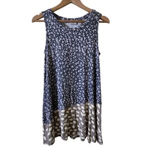 LOGO Layers Lori Goldstein Print Tunic Dress XS Gray Lavender Taupe Lagenlook‎